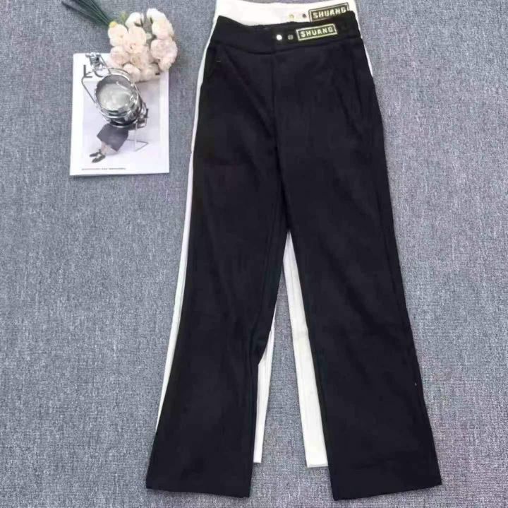 雪尼尔微喇裤女春秋高