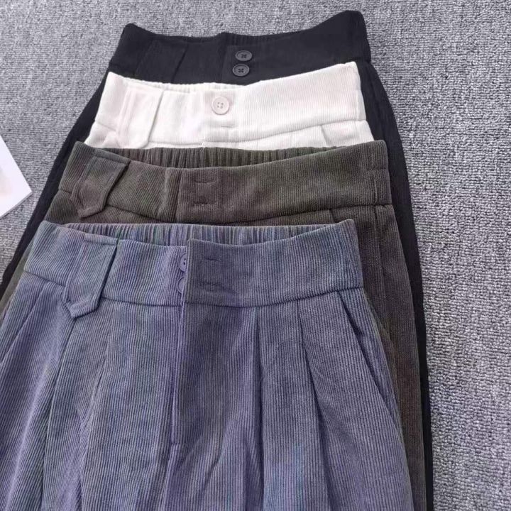 秋冬新款灯芯绒高腰阔