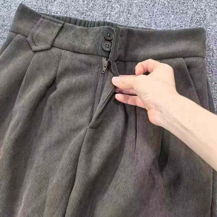 秋冬新款灯芯绒高腰阔