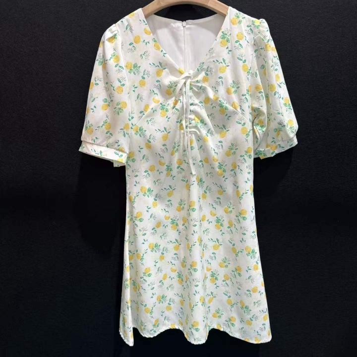 女装连衣裙夏日柠香V