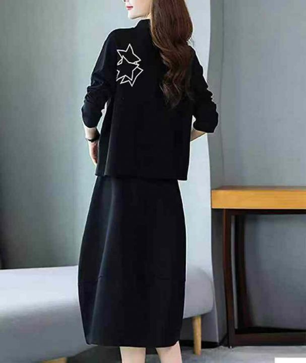 秋季宽松黑色两件套套