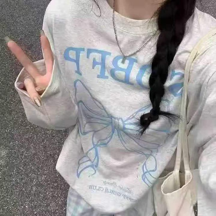 印花纯棉T恤，长袖打