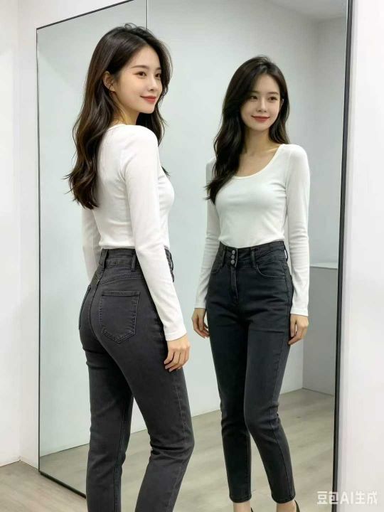 高腰牛仔裤女新款春秋