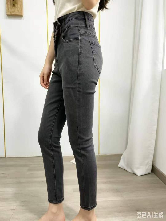 高腰牛仔裤女新款春秋