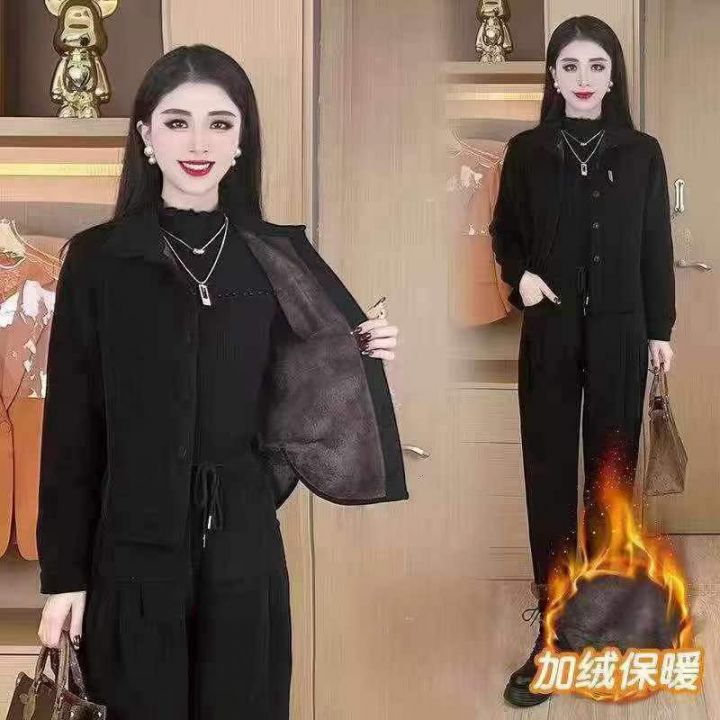 冬季加绒加厚时尚套装