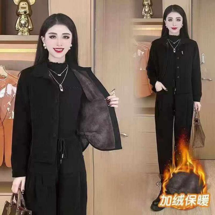 冬季加绒加厚时尚套装
