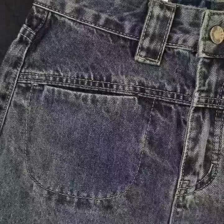  牛仔半身裙 高腰显