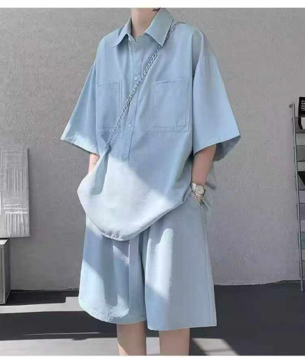 ☕️男装短袖衬衫套装