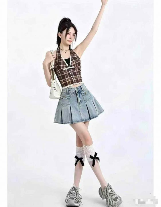 辣妹高腰牛仔半身裙女
