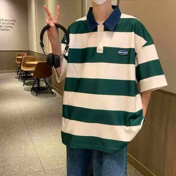 潮流休闲条纹POlo