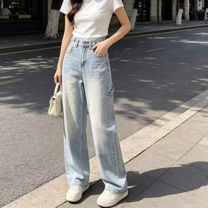 高级感浅蓝色牛仔裤女