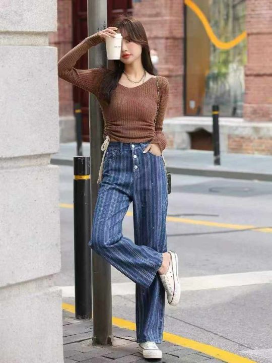 阔腿牛仔裤女新款春秋