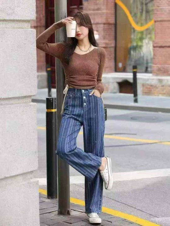 阔腿牛仔裤女新款春秋