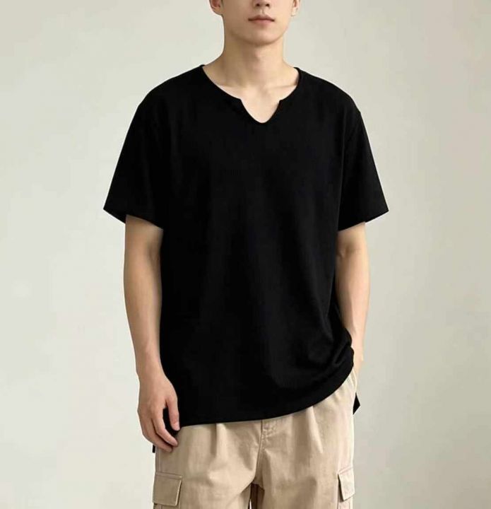 宽松休闲华夫格短袖1