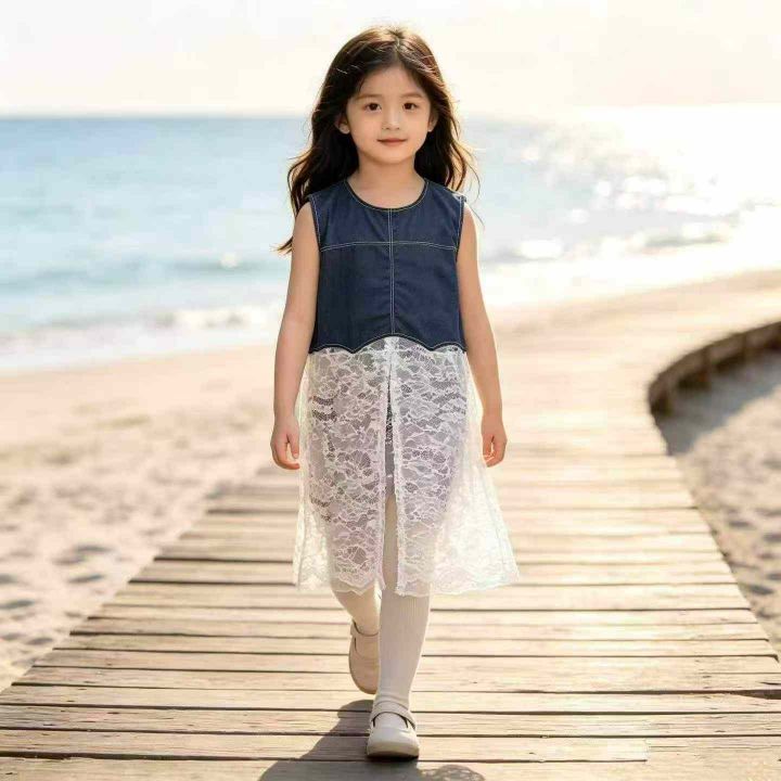 拼接蕾丝无袖连衣裙女