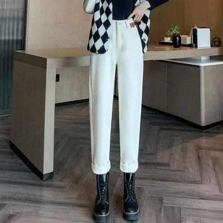 高腰女士松紧腰牛仔裤