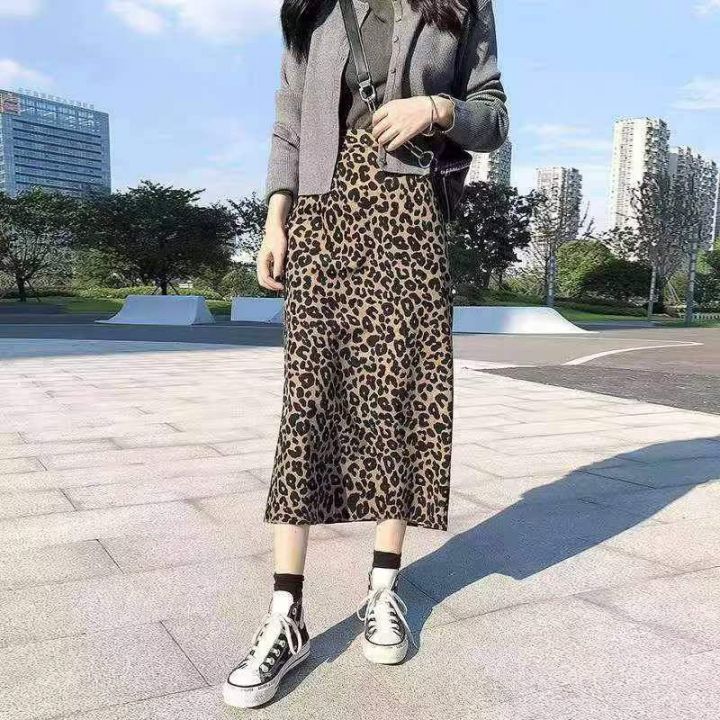 豹纹a字半身裙女秋季