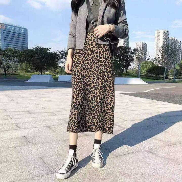 豹纹a字半身裙女秋季