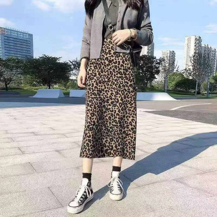 豹纹a字半身裙女秋季