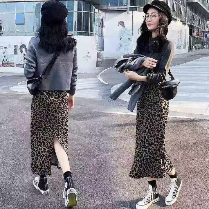 豹纹a字半身裙女秋季