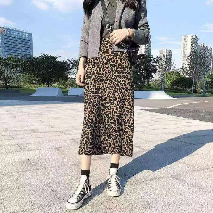 豹纹a字半身裙女秋季