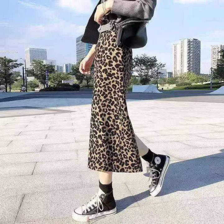 豹纹a字半身裙女秋季