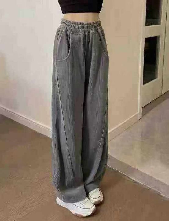 美式复古运动裤女高腰