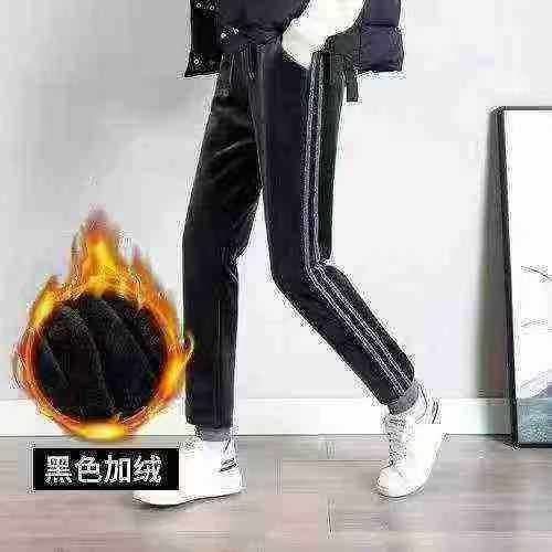 金丝绒运动裤女秋冬新