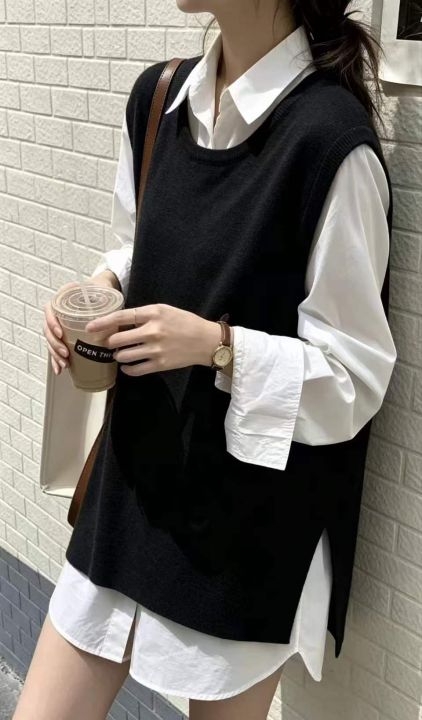 春秋新款净版宽松开叉