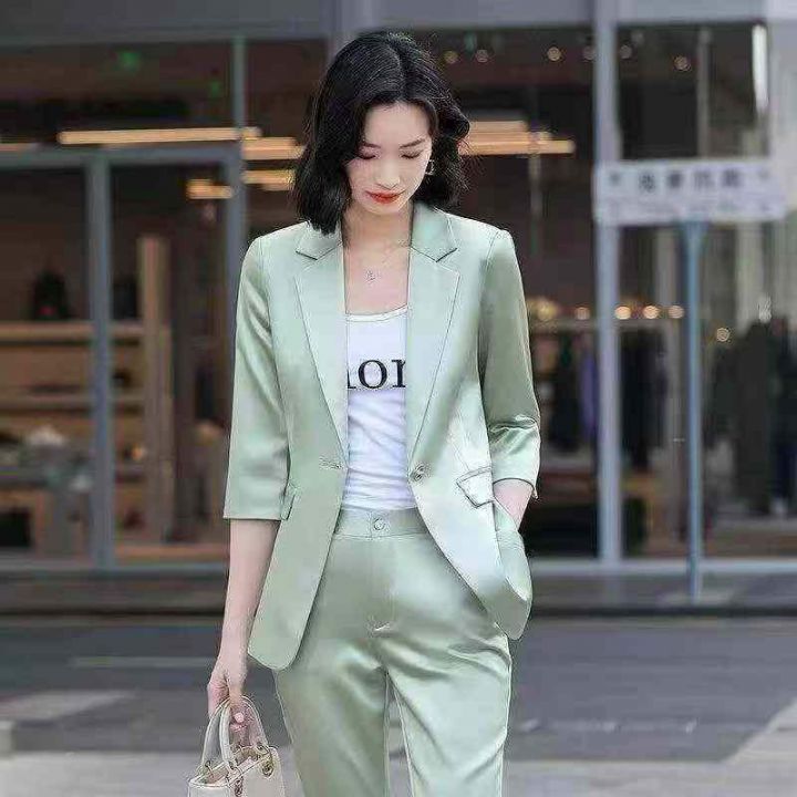 高品质女士缎面中袖西