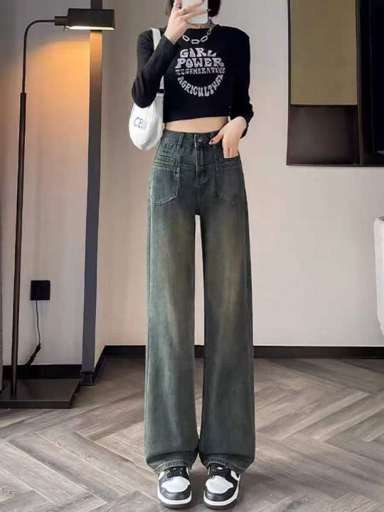 ☕️高腰做旧阔腿牛仔