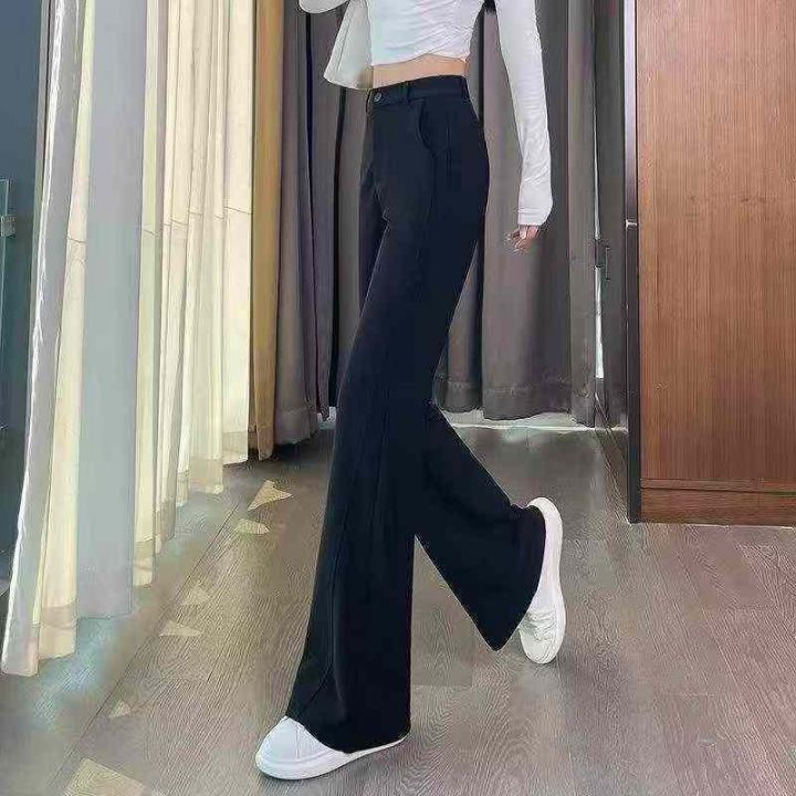 女士高腰弹力休闲喇叭