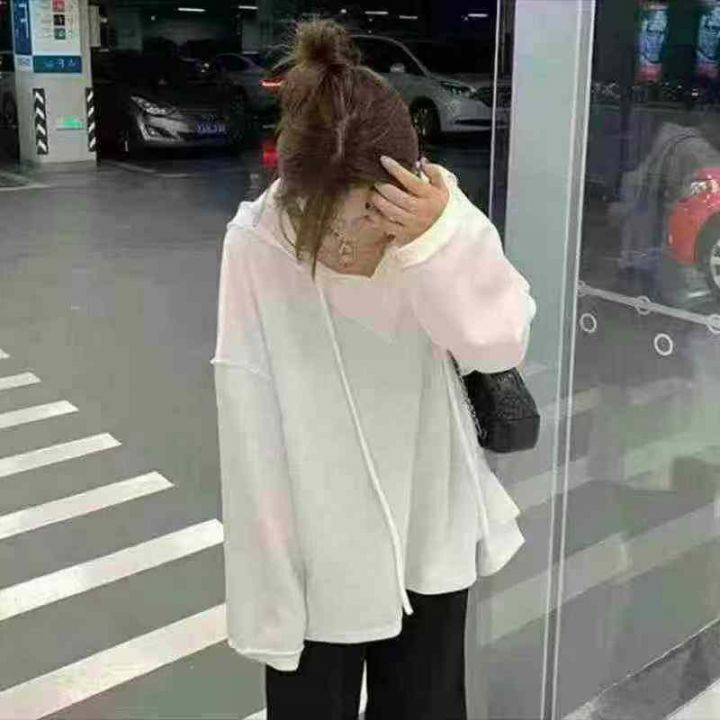 大码慵懒风连帽卫衣女