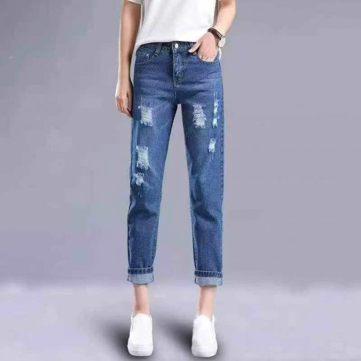 高腰哈伦牛仔裤女春夏