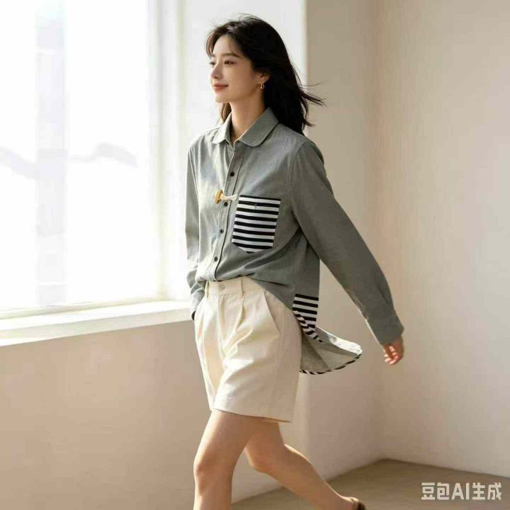 韩版时尚潮流休闲条纹