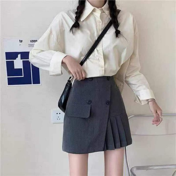 ♍甜酷西装百褶高腰A