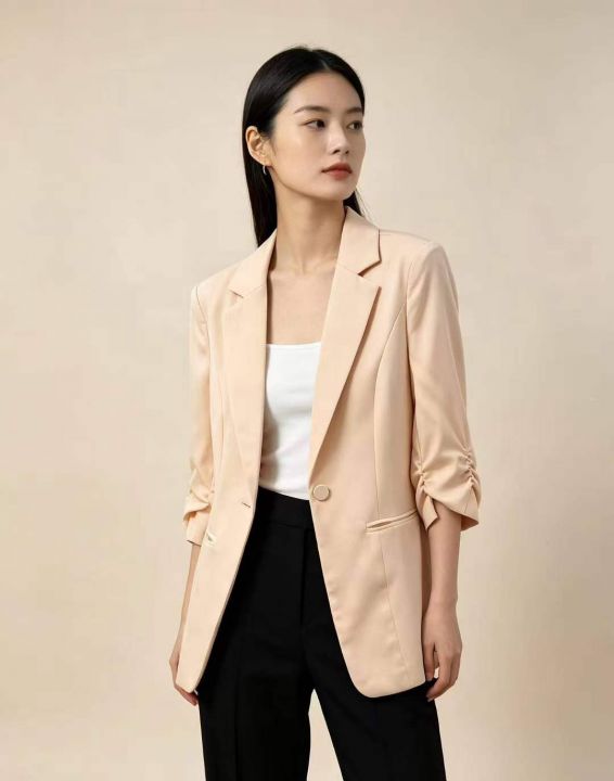 女士中袖西装外套，单