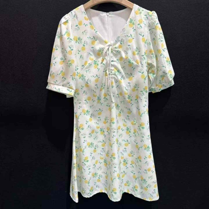 女装连衣裙夏日柠香V