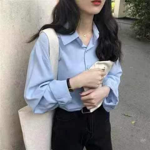 春款宽松简约长袖衬衫