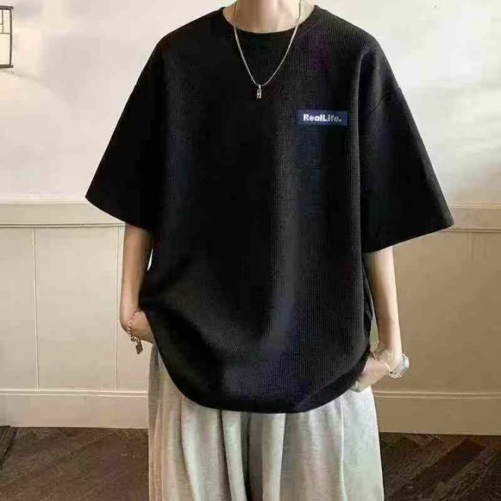 夏季华夫格短袖t恤男