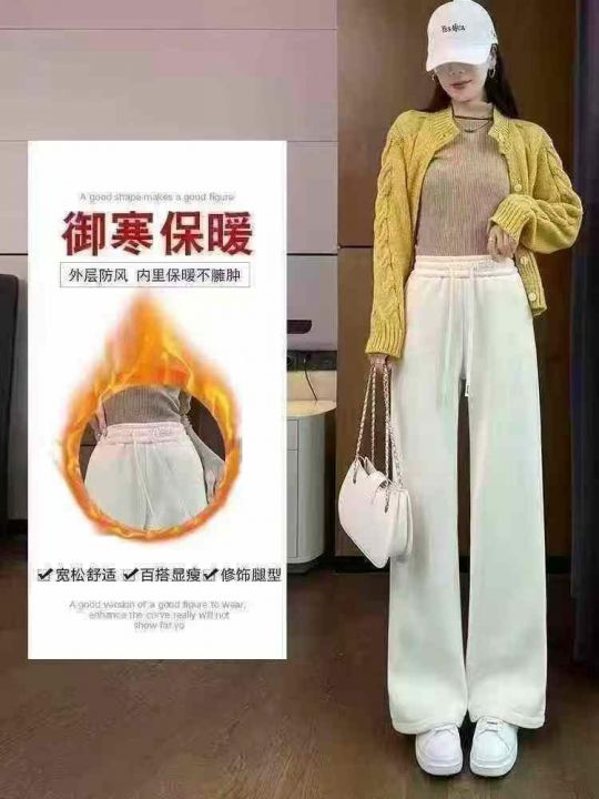 加绒灯芯绒阔腿裤女秋