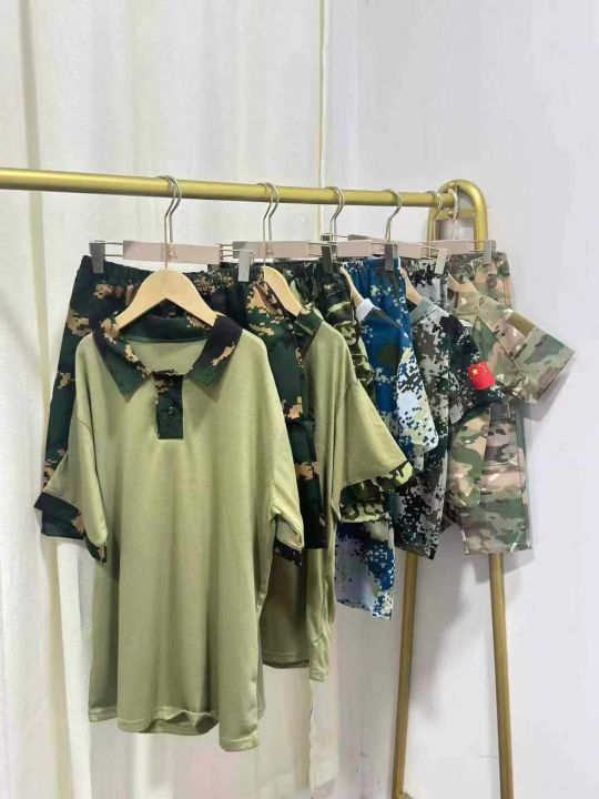 童装短袖套装迷彩服夏