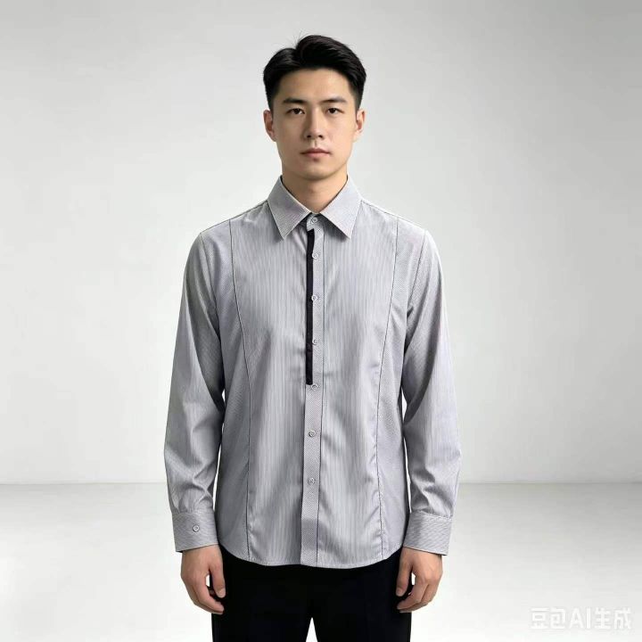 高级细条纹男士长袖衬