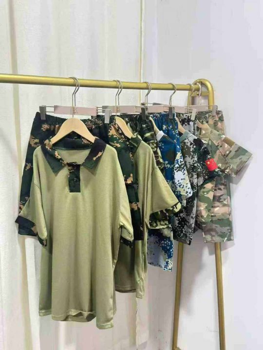 童装短袖套装迷彩服夏