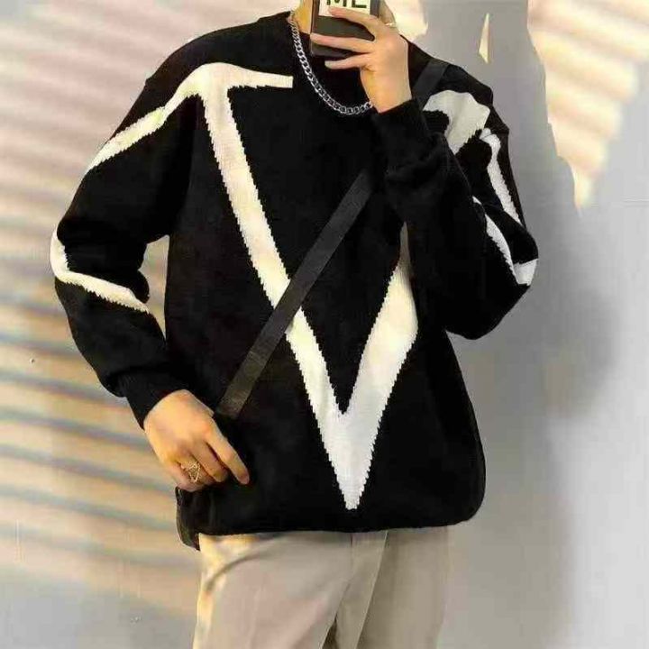 圆领毛衣男秋冬季慵懒
