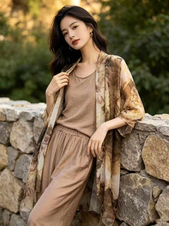 复古三件套女装 轻薄