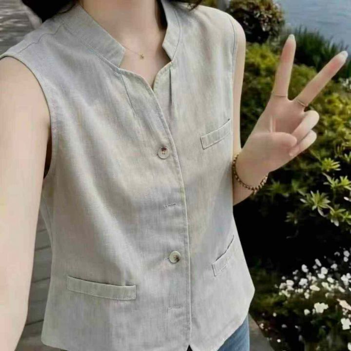 轻薄休闲V领马甲女夏