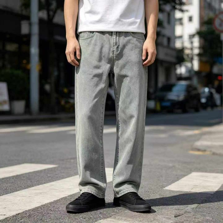 复古做旧直筒牛仔裤男
