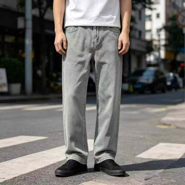 复古做旧直筒牛仔裤男