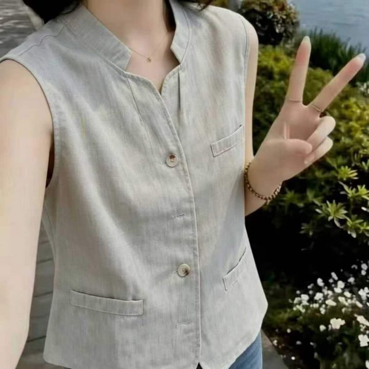轻薄休闲V领马甲女夏